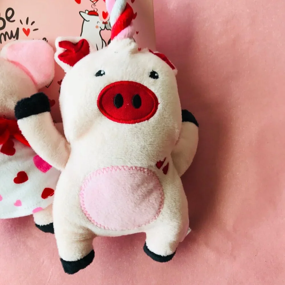 Dog afp Be my valentine Pink couple pigs squeaker Each 5.5